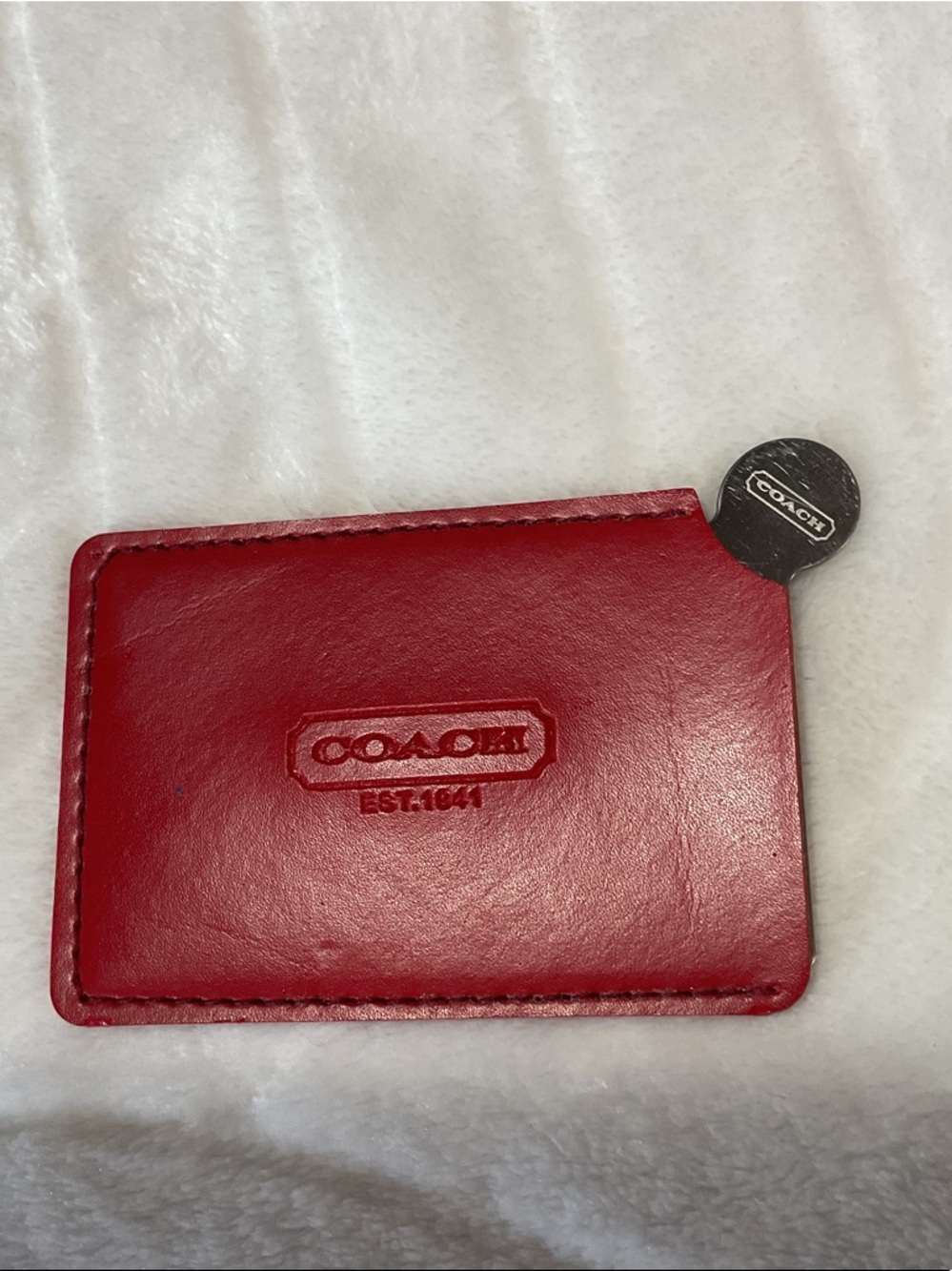 Coach Red Leather TRAVEL MIRROR not a wallet